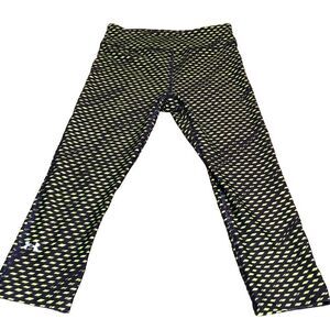 Under Armour Womens Capris S Heat Gear Compression Purple Green Geometric Print